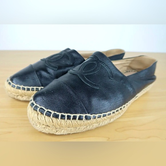 CHANEL Shoes - CHANEL Espadrilles Lamb Skin Black Slip On G29762 Womans Size Euro 37 US 6.5